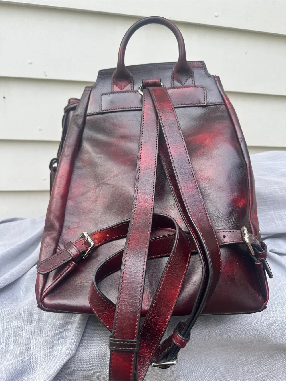 Old Trend Modern Vintage Distressed Burgundy Leather Backpack
